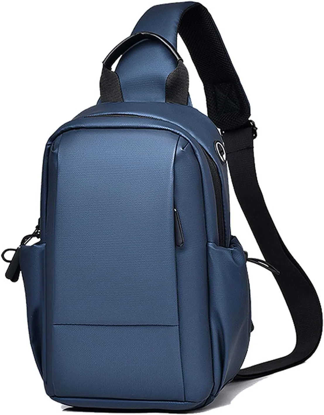 Mens Chest Bag Sling Bags for Men Personal Flex bag Small Crossbody Sling Backpack PU film Shoulder Bag Man Bags for Work Professional Office Travel Satchel Bag with Earphone HoleBlue