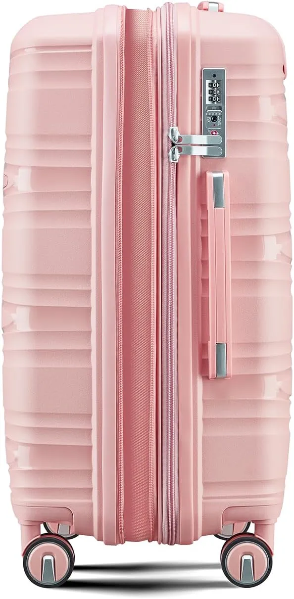 Merax 4 Piece Luggage Sets, Hard Shell Lightweight TSA Lock Carry on Expandable Suitcase with Spinner Wheels Travel Set for Men Women, 14”20”24”28”, Pink