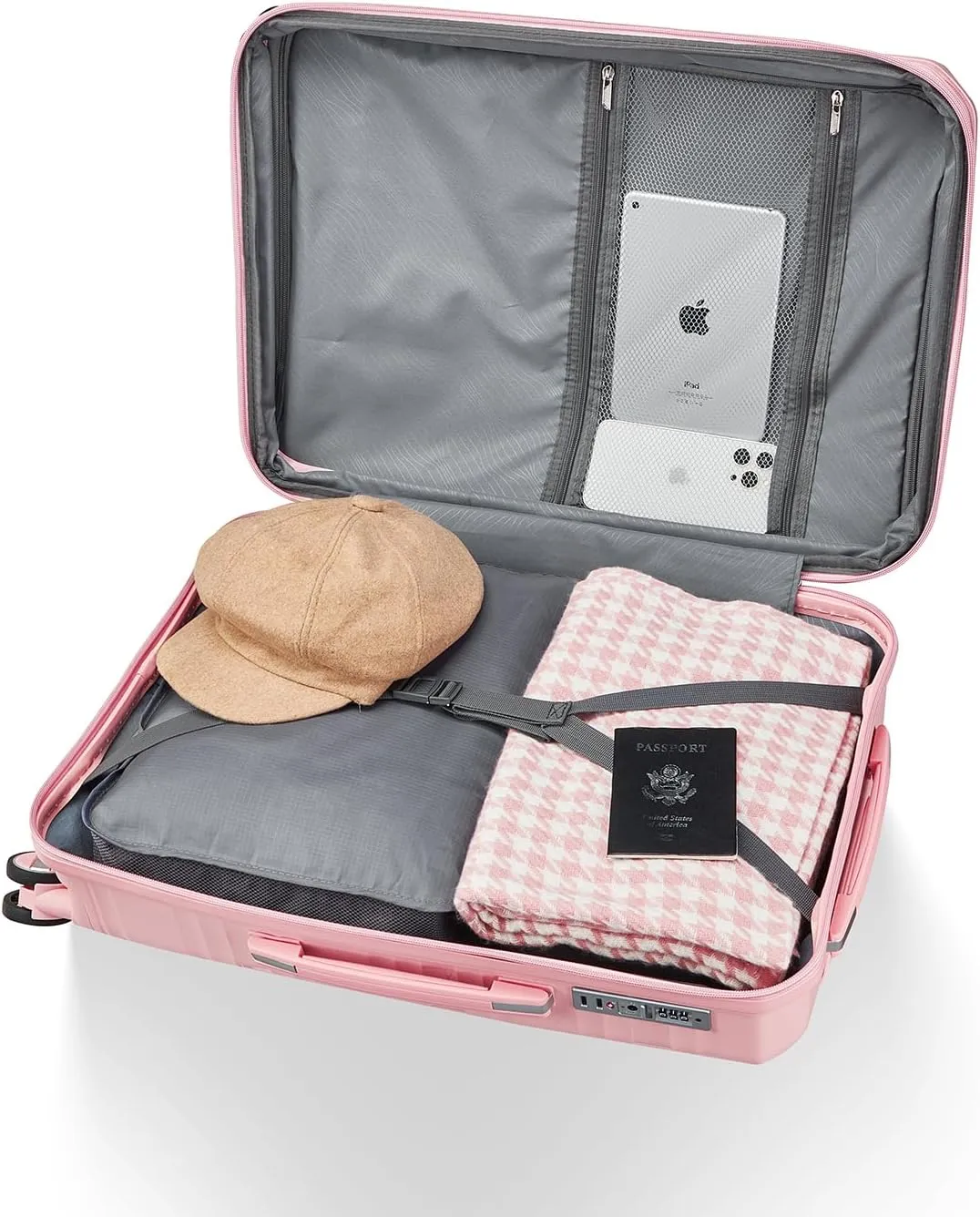 Merax 4 Piece Luggage Sets, Hard Shell Lightweight TSA Lock Carry on Expandable Suitcase with Spinner Wheels Travel Set for Men Women, 14”20”24”28”, Pink
