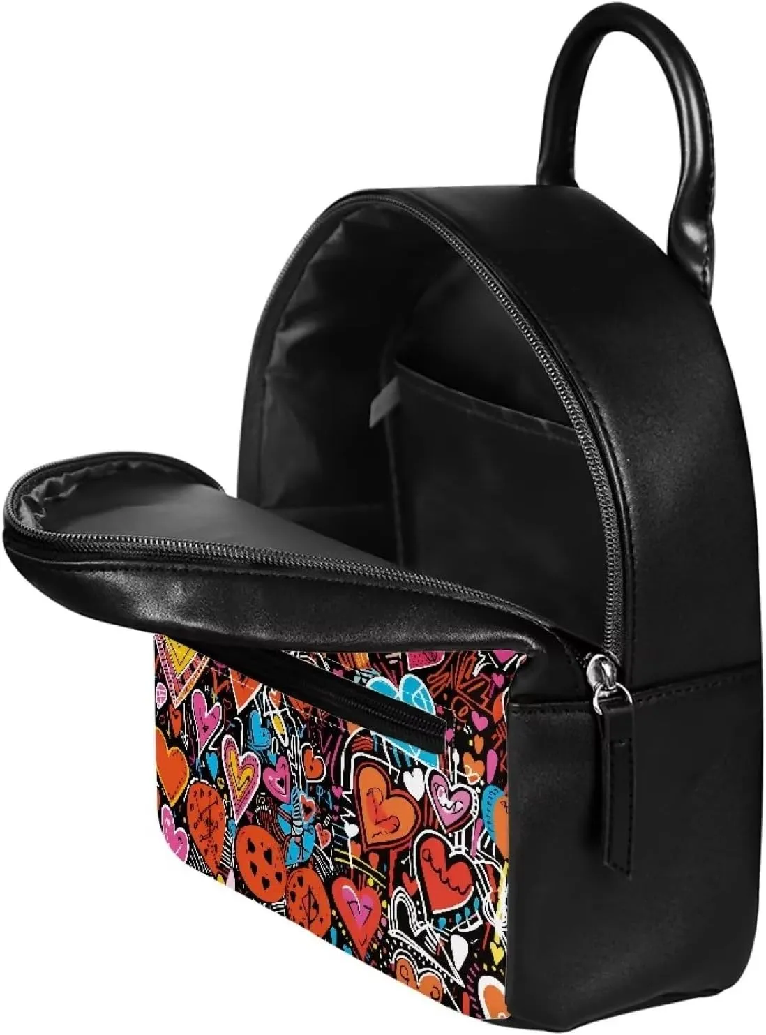 Mini Backpacks Girls Fashion Cute Backpack Daily Use Travel Bags Casual Backpack Zipper Rucksack Classic Durable Shoulder Bag for Valentine's Day, Art Heart Print
