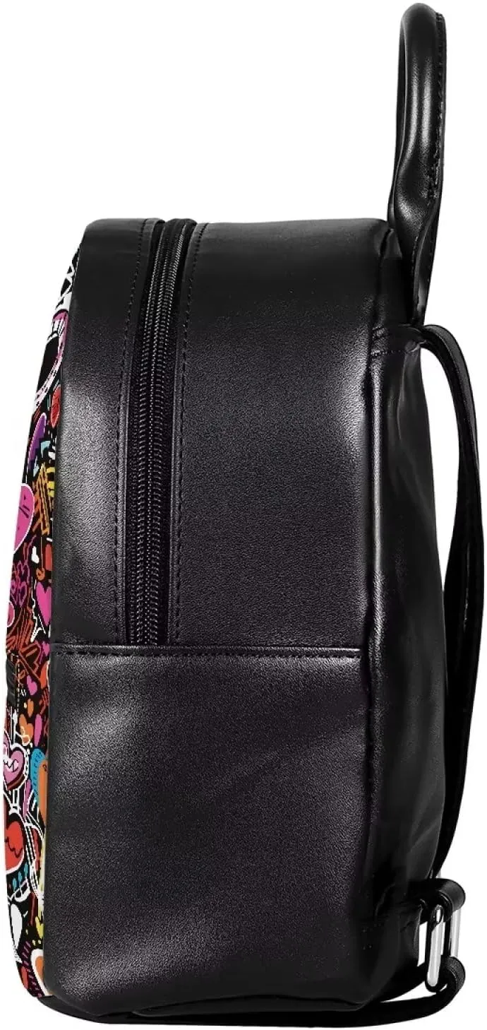 Mini Backpacks Girls Fashion Cute Backpack Daily Use Travel Bags Casual Backpack Zipper Rucksack Classic Durable Shoulder Bag for Valentine's Day, Art Heart Print