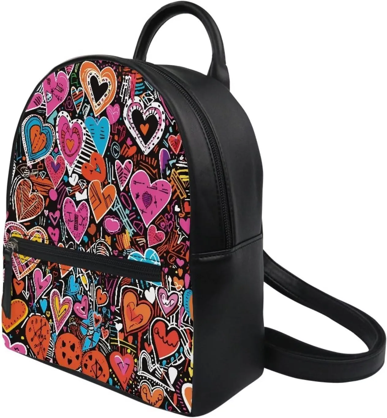Mini Backpacks Girls Fashion Cute Backpack Daily Use Travel Bags Casual Backpack Zipper Rucksack Classic Durable Shoulder Bag for Valentine's Day, Art Heart Print