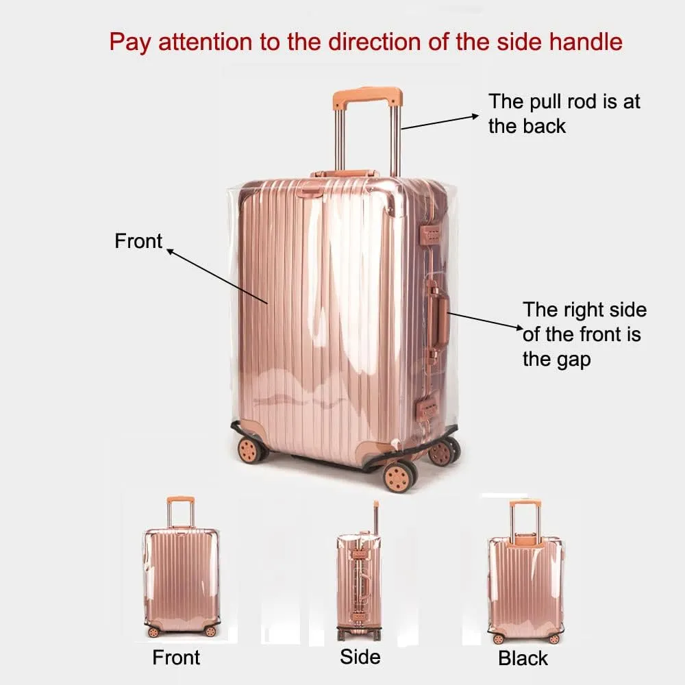 MosaiRudo Clear PVC Luggage Cover Protectors Transparent Travel Luggage Protector for Wheeled Suitcase (No border Thickness 0.3mm, 30inch)