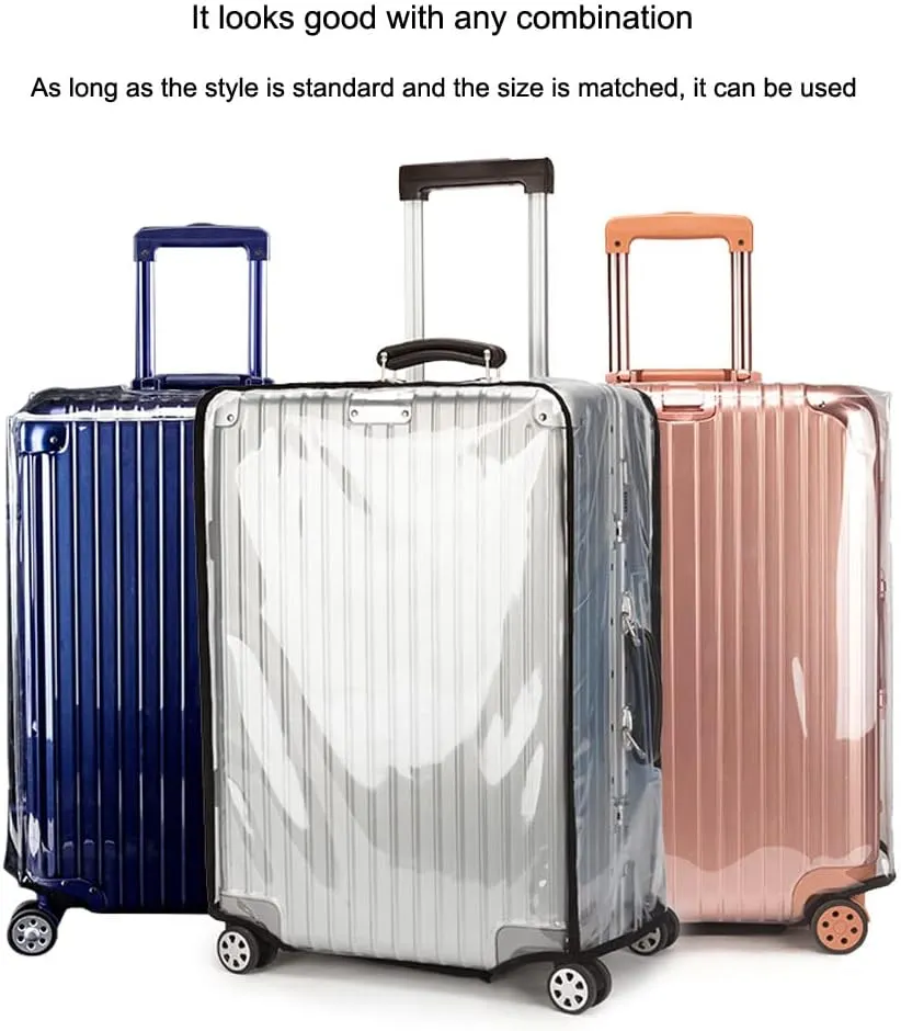 MosaiRudo Clear PVC Luggage Cover Protectors Transparent Travel Luggage Protector for Wheeled Suitcase (No border Thickness 0.3mm, 30inch)