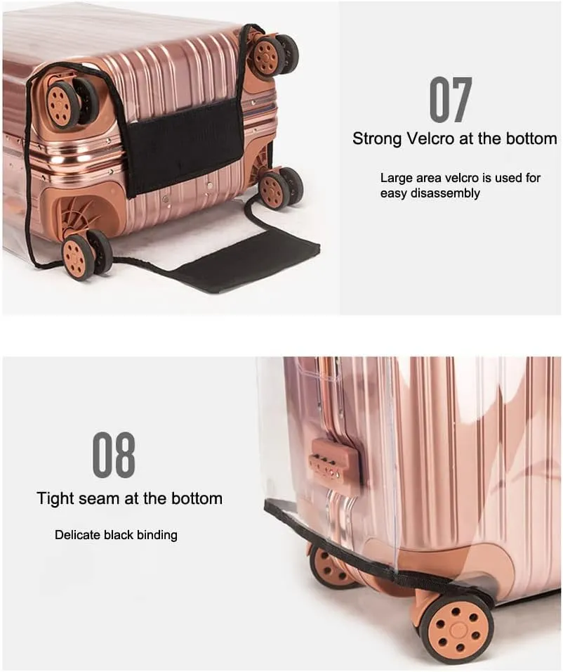 MosaiRudo Clear PVC Luggage Cover Protectors Transparent Travel Luggage Protector for Wheeled Suitcase (No border Thickness 0.3mm, 30inch)