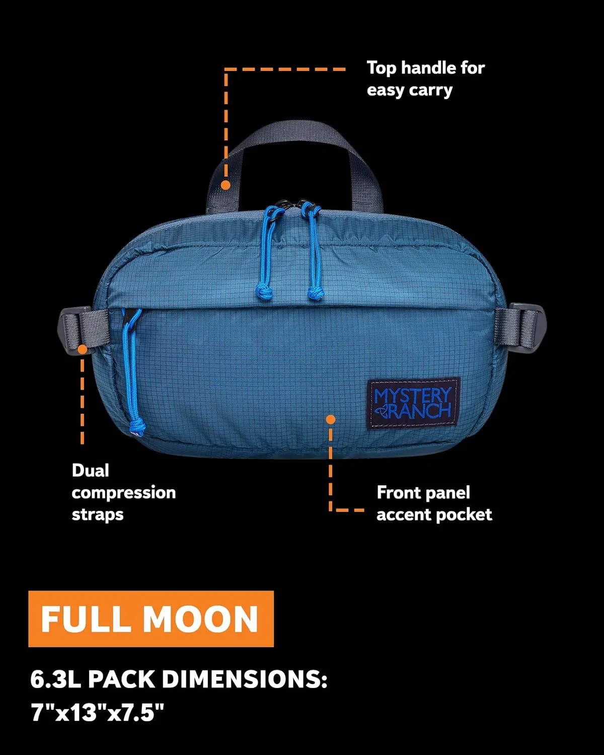 Mystery Ranch Full Moon Fanny Pack - Adjustable Hip or Shoulder Bag Perfect for Travel, Hiking & Everyday Carry - 6.3L