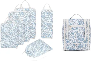 Narwey Small Hanging Travel Toiletry Bag with 6 Set Compression Packing Cubes