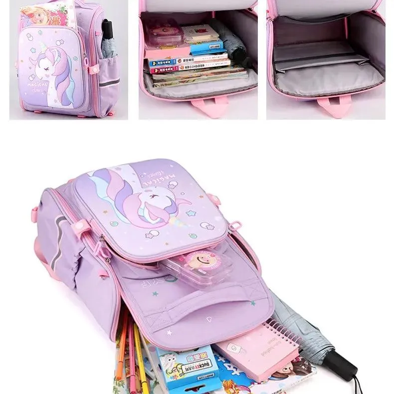 New Girl School Bags Child Pink Unicorn  Printing Backpacks Kindergarten Student Cute Girls Children's Schoolbag Waterproof Kid