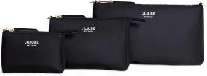 New! JuJuBe 3-Piece Pouch Set, Diaper Bag Organizing Pouches, Convertible to Small Purse with Crossbody Strap, Zipper Cosmetic or Makeup Pouch, Large, Medium, and Small, Black, Mother's Day Gift
