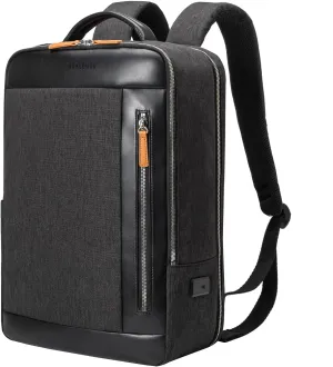 NOBLEMAN Professional Laptop Computer Backpack Men, Luxury Expandable Travel Business Office Backpacks for Executive Men, Nice Leather Waterproof College Bookbag Bag Fits 17 Inch Tech Laptop (Black) ﻿