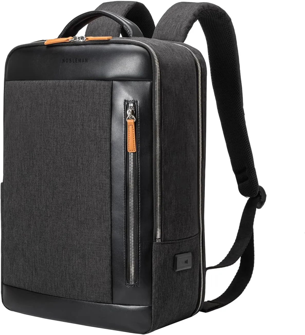 NOBLEMAN Professional Laptop Computer Backpack Men, Luxury Expandable Travel Business Office Backpacks for Executive Men, Nice Leather Waterproof College Bookbag Bag Fits 17 Inch Tech Laptop (Black) ﻿