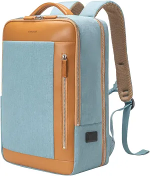 NOBLEMAN Work Travel Backpack, Large 17 Inch Laptop Ergonomic Business Computer Backpacks Airplane Approved with Luggage Strap, Anti Theft Professional Office College Backpack for Women Men (Aqua)