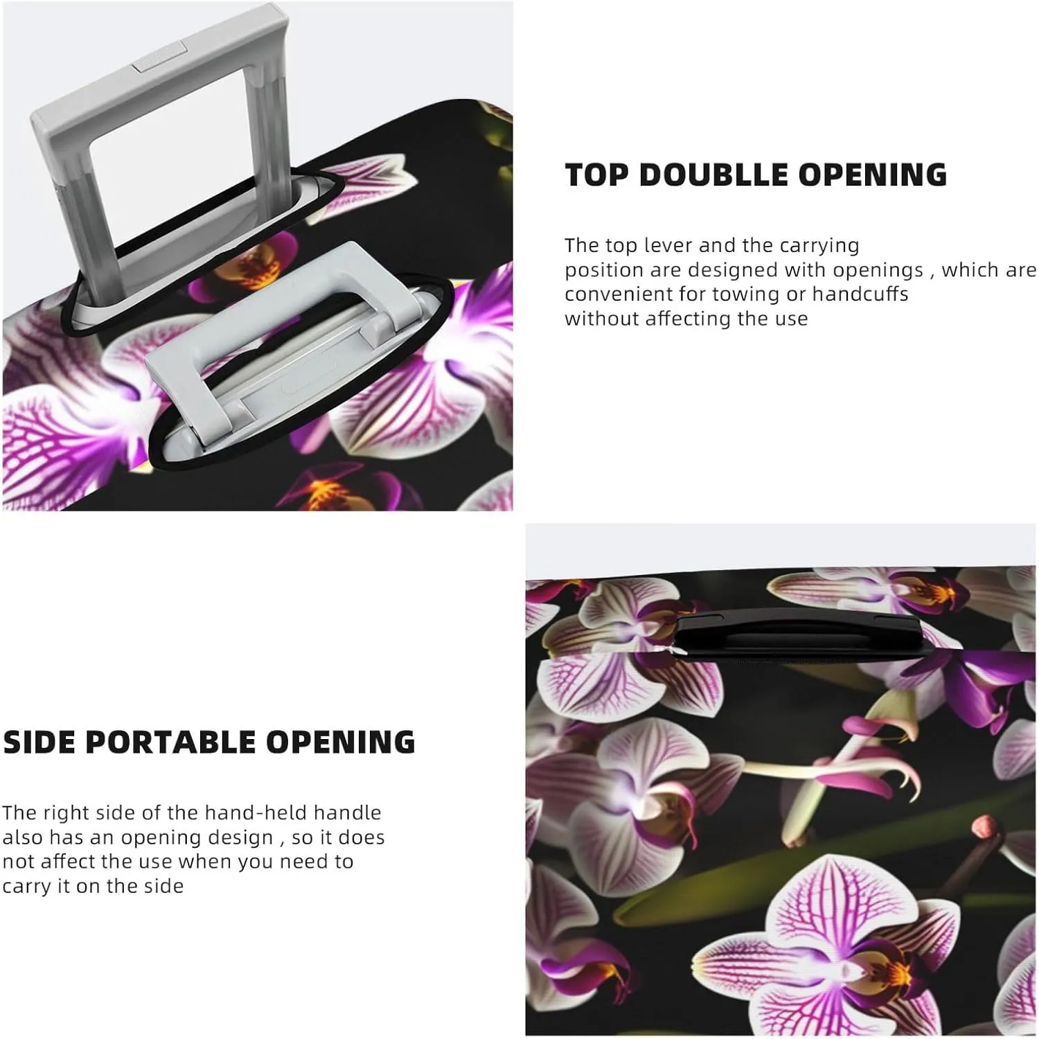 Orchids Travel Luggage Cover Suitcase Protector Fits 18-22 Inch Luggage,Anti Scratch Dirt Covers