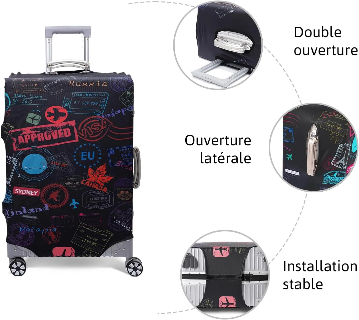 OrgaWise Luggage Covers for Suitcase - Fashionable Protector, Elastic Washable & Stretchable Suitcase covers for luggage, Anti-scratch - Fits 18-32 Inch Luggage（World S）