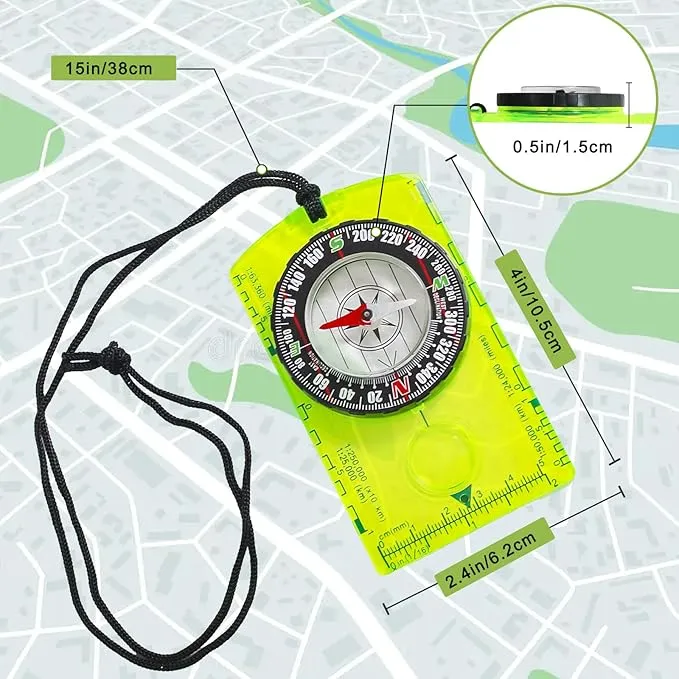 Orienteering Compass Hiking Survival, Versatile Orienteering Compass, Advanced Navigation for Hiking, Backpacking, and Survival – Ideal for Kids and Scouts, Best Map Reading and Camping Gift(Green)