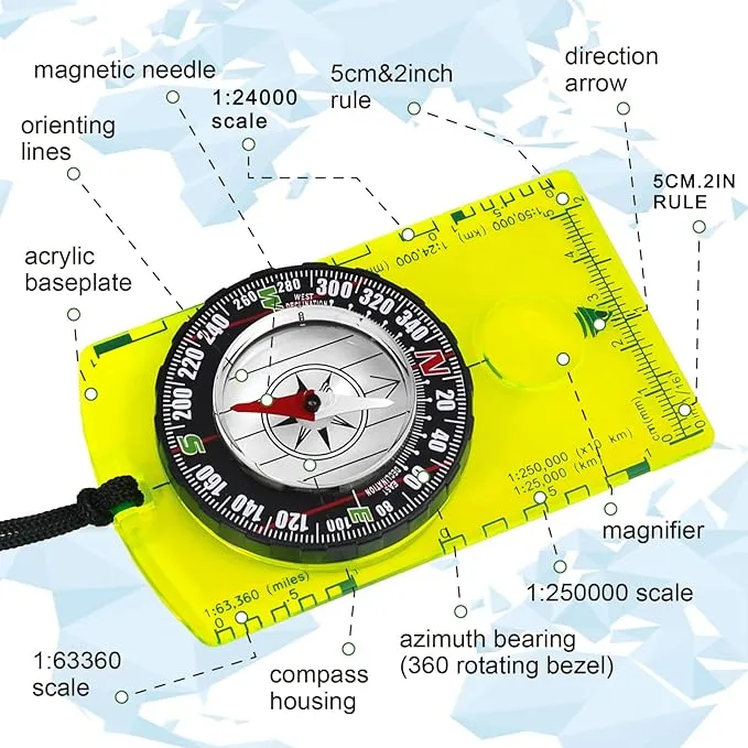 Orienteering Compass Hiking Survival, Versatile Orienteering Compass, Advanced Navigation for Hiking, Backpacking, and Survival – Ideal for Kids and Scouts, Best Map Reading and Camping Gift(Green)