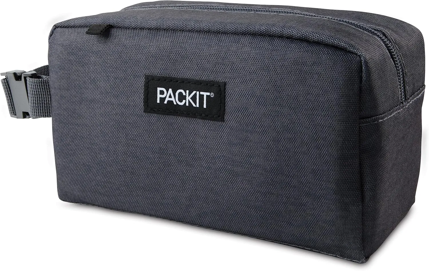 PackIt Freezable Snack Box, City Charcoal, Built with EcoFreeze® Technology, Collapsible, Reusable, Zip Closure with Buckle Handle, For Work Snacks, Fresh Snacks On the Go, Adults, and All Ages