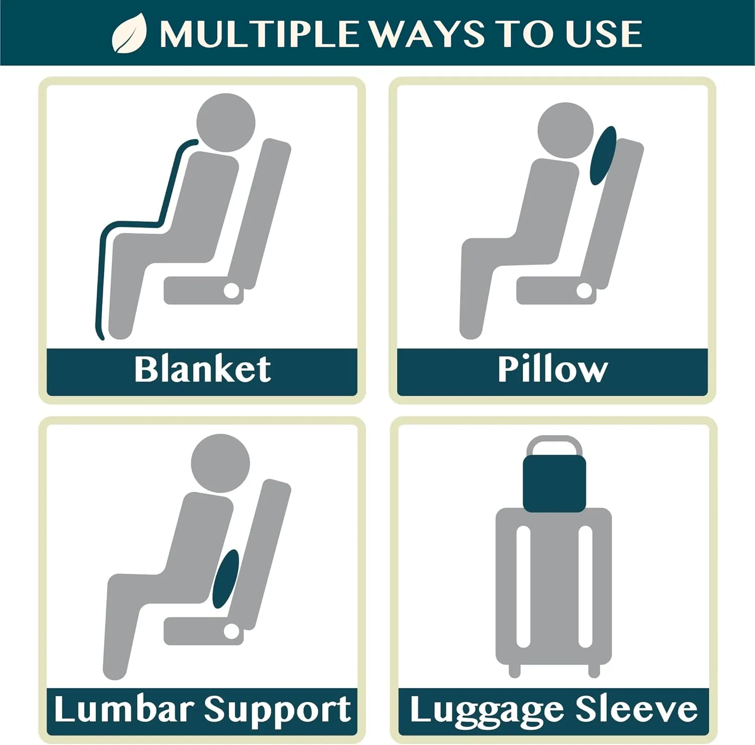 PAVILIA Travel Blanket Compact, Airplane Packable Bag, Soft Fleece Portable Throw Pillow Combo Set, Plane Flight Car Trips Essentials Gift Accessories, Luggage Backpack Clip, Navy Blue, 65 x 40 inch