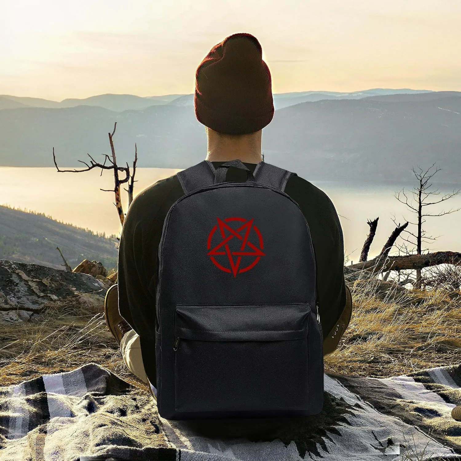 Pentagram Unisex Classic Canvas Backpack for School Bookbag Laptop Bag
