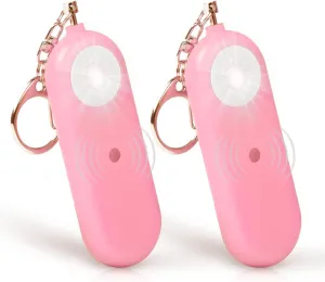 Personal Safety Alarm for Women - 2 Pack 130dB Self Defense Keychains Siren Whistle, Replaceable Battery with LED Strobe Light - Emergency Security Safe Protection Devices for Kids Elderly