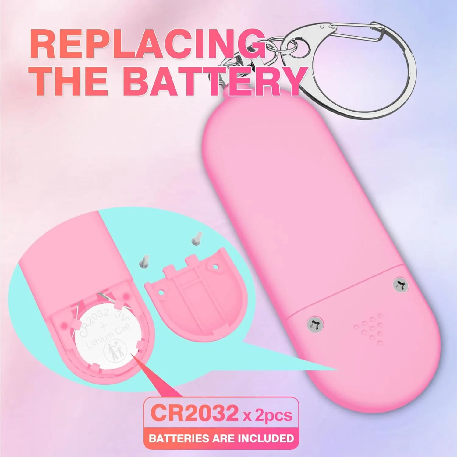 Personal Safety Alarm for Women - 2 Pack 130dB Self Defense Keychains Siren Whistle, Replaceable Battery with LED Strobe Light - Emergency Security Safe Protection Devices for Kids Elderly