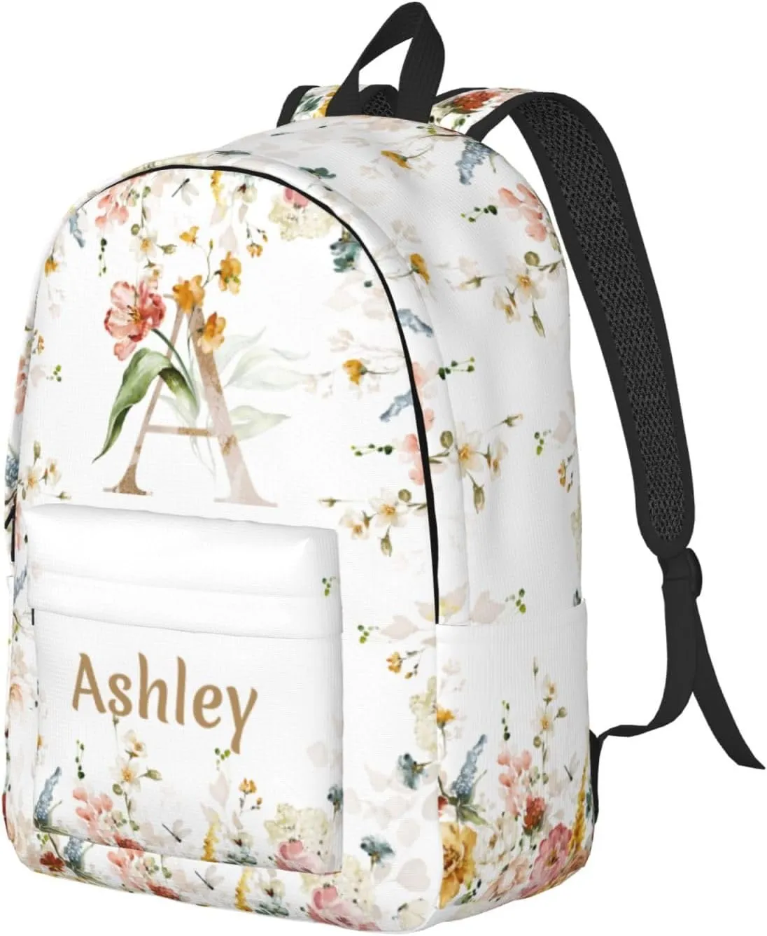 Personalized Backpack for Girls Boys, Custom Backpacks with Name, Customized Flowers School Bookbags for Kids, Personalized Casual Bookbags for Back to School Travel Picnic 15"