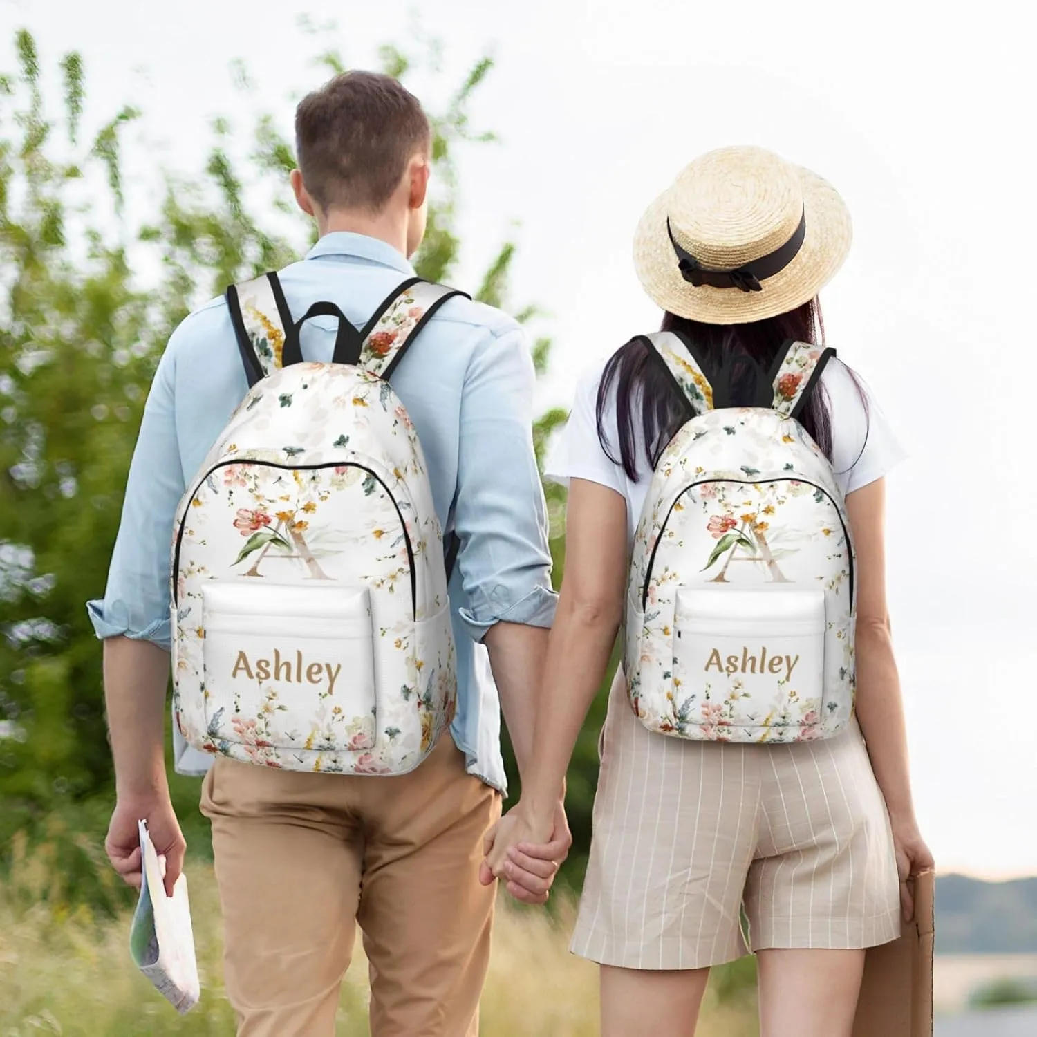 Personalized Backpack for Girls Boys, Custom Backpacks with Name, Customized Flowers School Bookbags for Kids, Personalized Casual Bookbags for Back to School Travel Picnic 15"