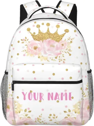 Personalized Backpack for Girls Boys, Custom Backpacks with Name for Kids, Customized Flowers School Bookbag for Back to School Travel Picnic 16in