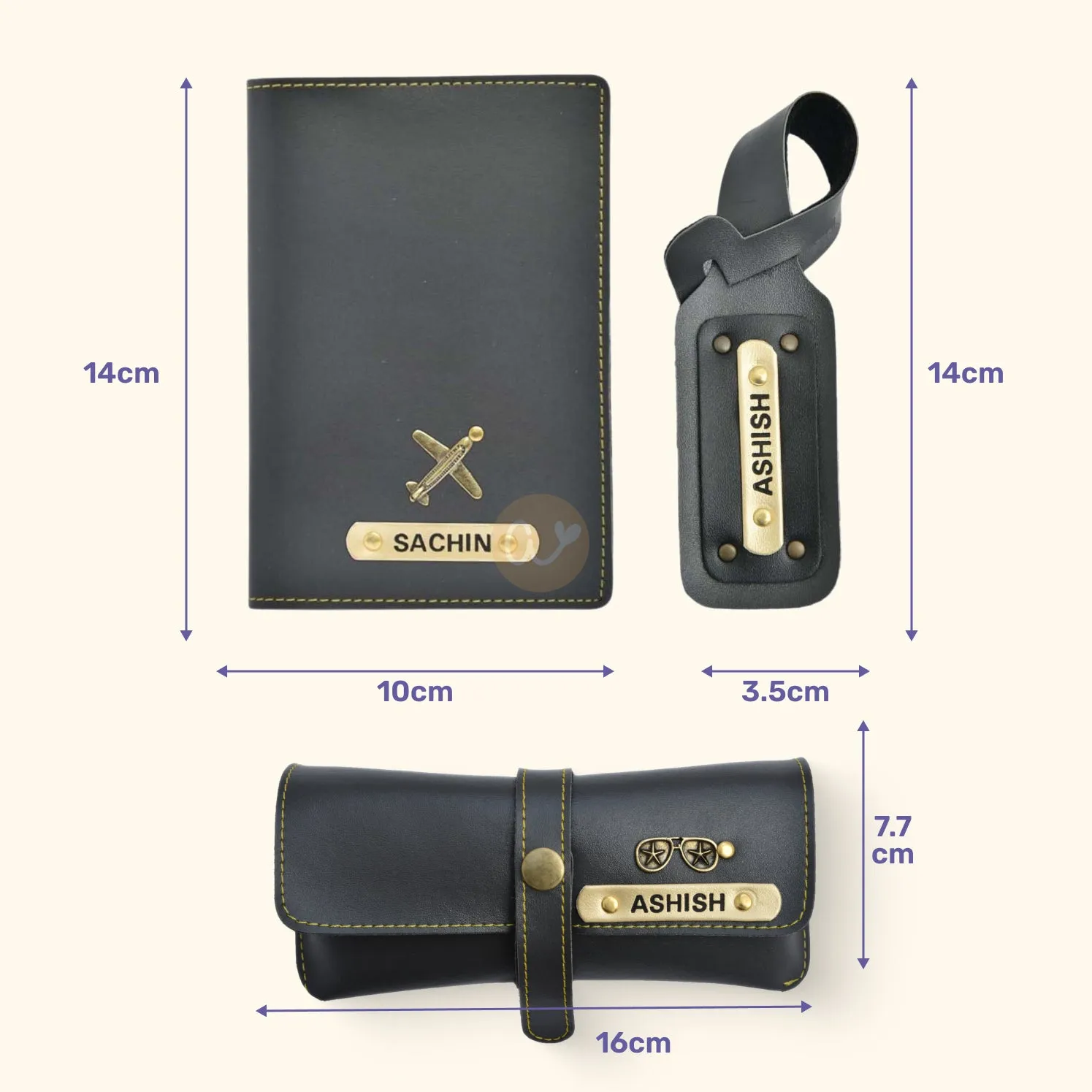 Personalized Frequent Traveller Combo (3 pcs) - Grey