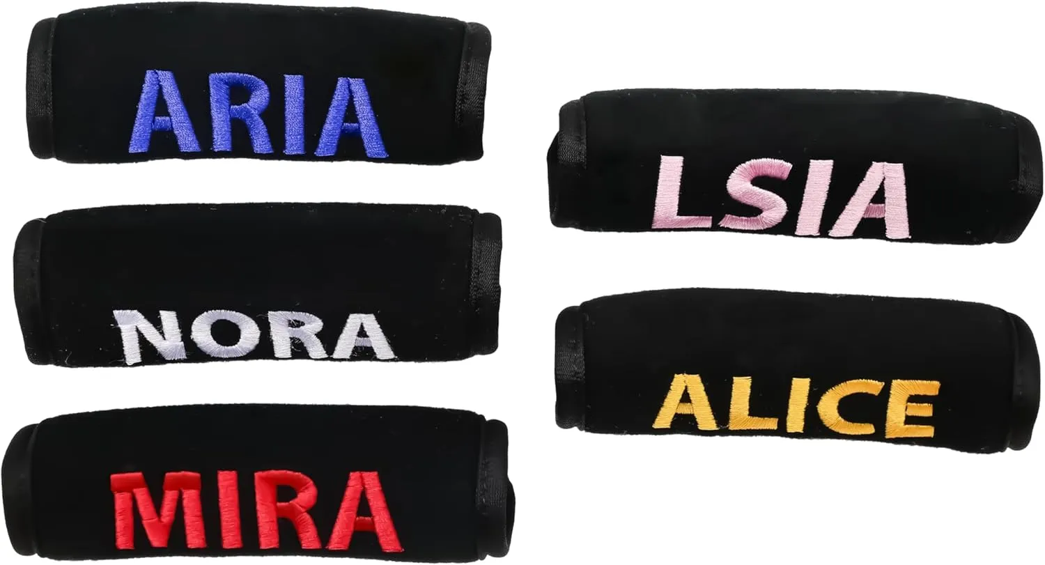 Personalized Luggage Handle Wrap with Your Name- BUGMKCS Custom Luggage for Suitcase Handbag Covers identifiers for Travel,Embroidery Style Luggage Handle wrap
