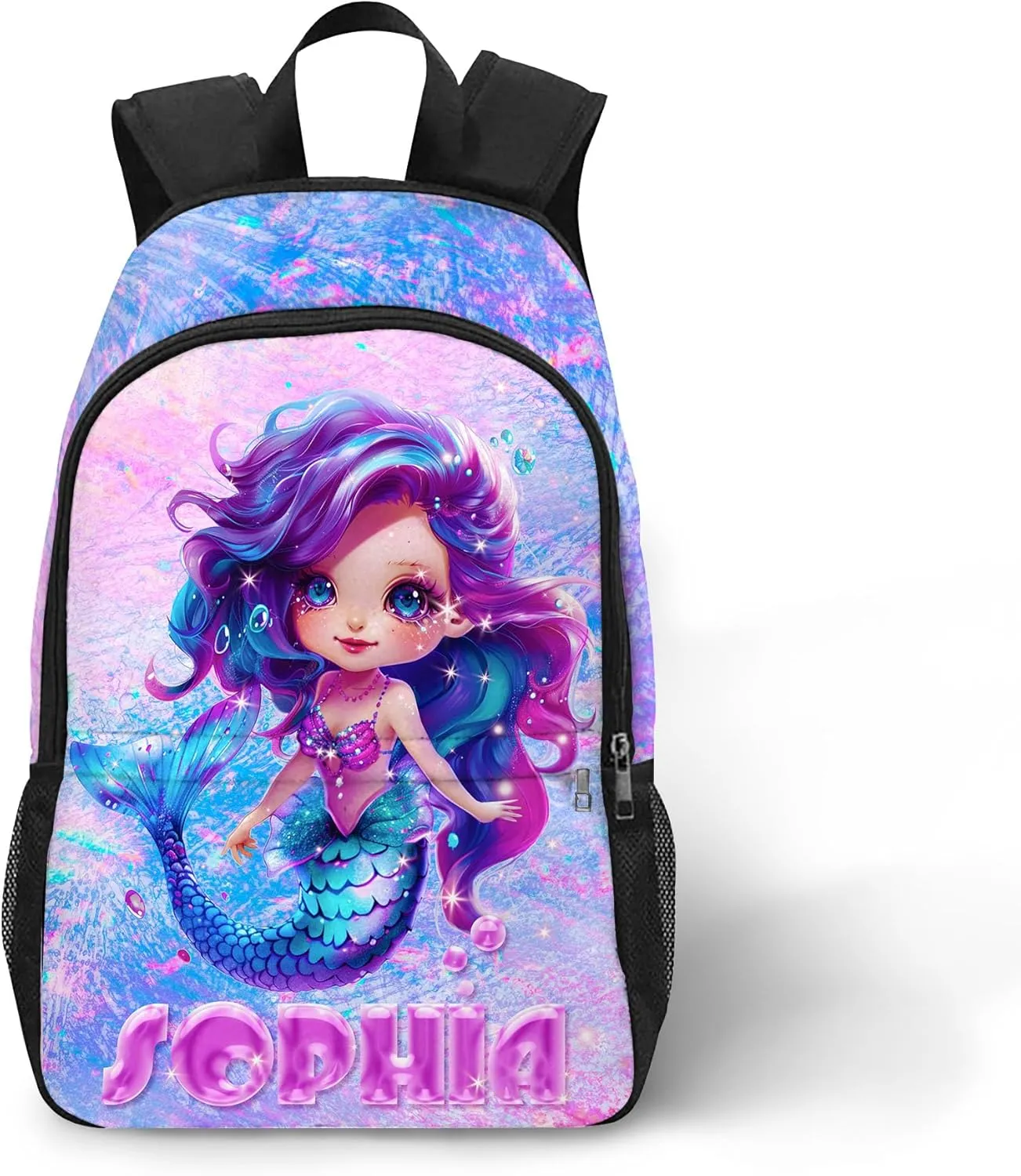 Personalized Mermaid Backpack for Kids with Name Custom School Backpacks for Girls Customized School Bookbag with Lunch Box Bookbag for Daughter Fashion Unique Gift for Preschool Kindergarten