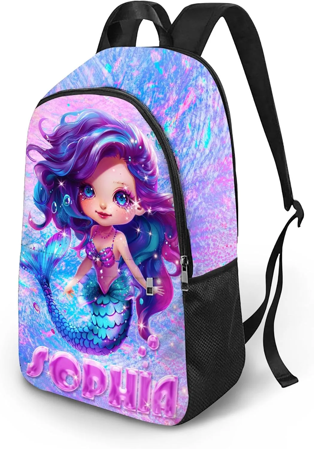 Personalized Mermaid Backpack for Kids with Name Custom School Backpacks for Girls Customized School Bookbag with Lunch Box Bookbag for Daughter Fashion Unique Gift for Preschool Kindergarten