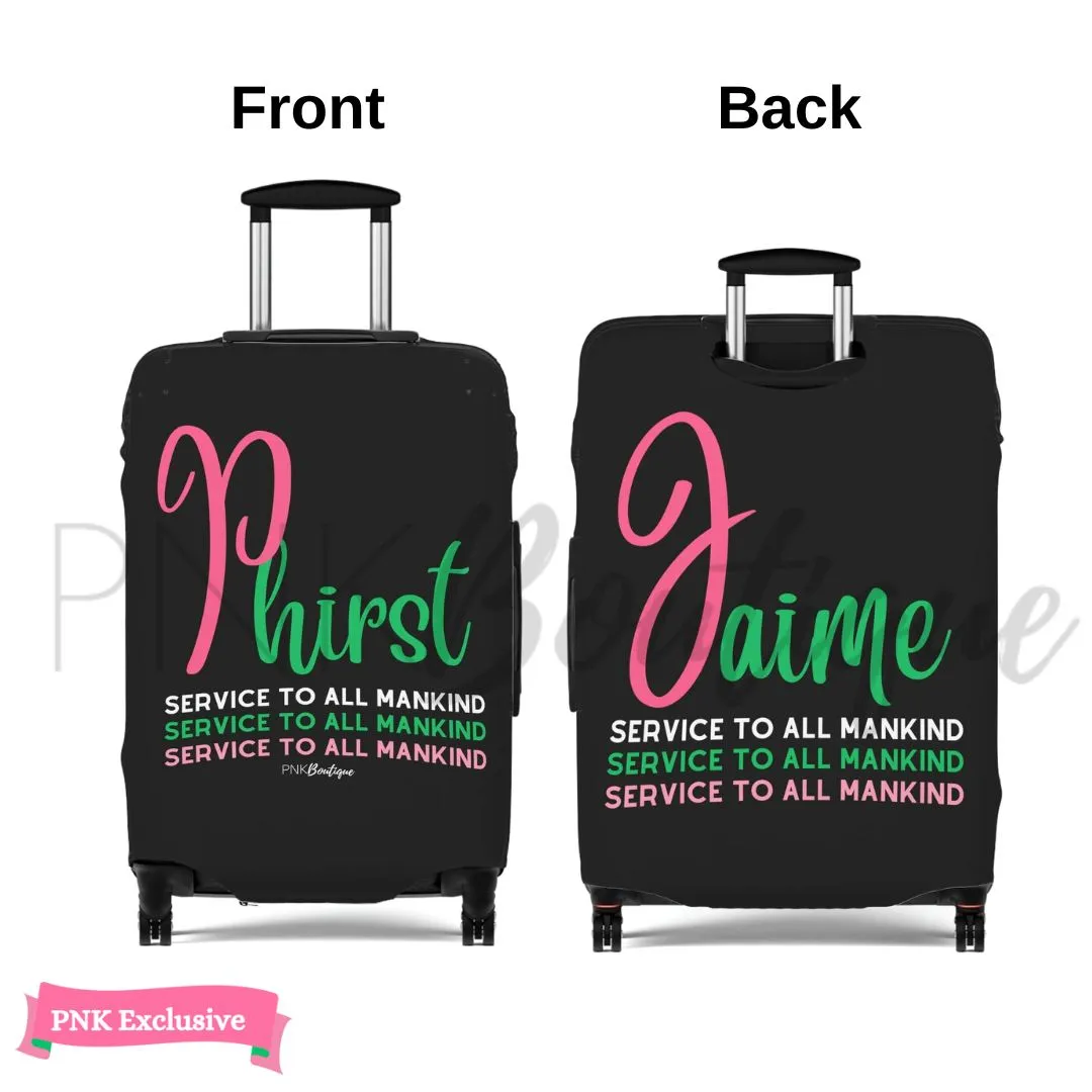 Phirst Pink and Green Luggage Cover