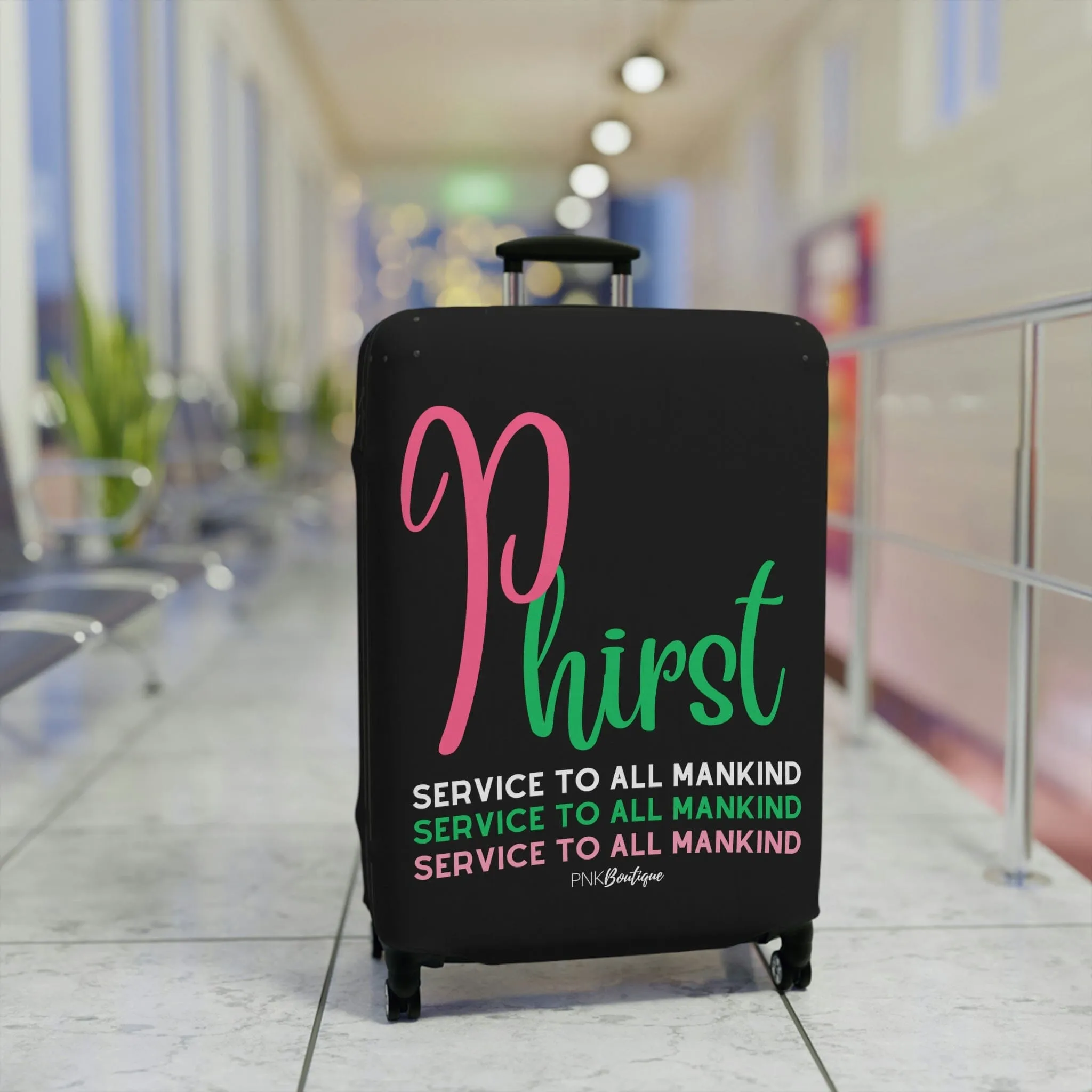 Phirst Pink and Green Luggage Cover