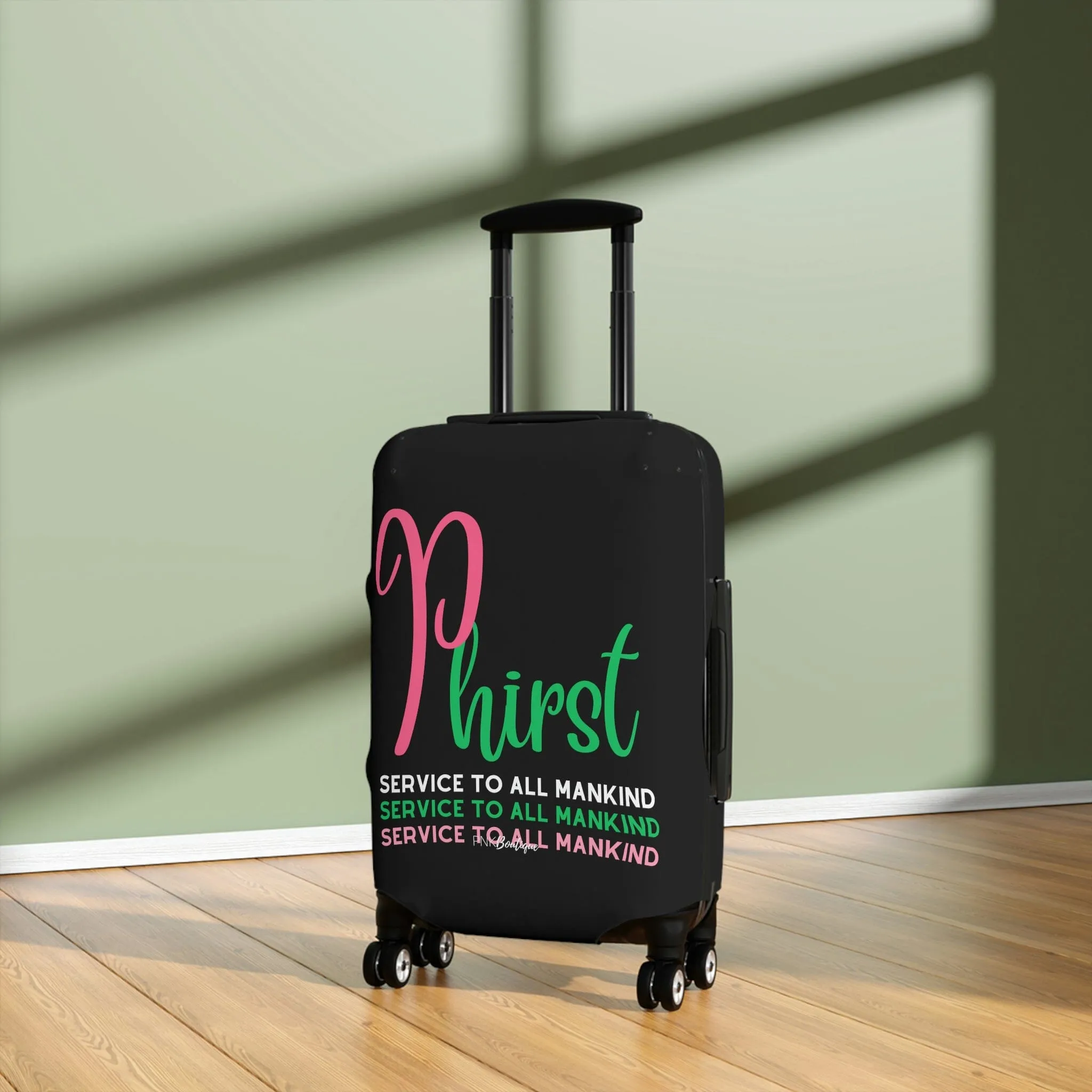 Phirst Pink and Green Luggage Cover
