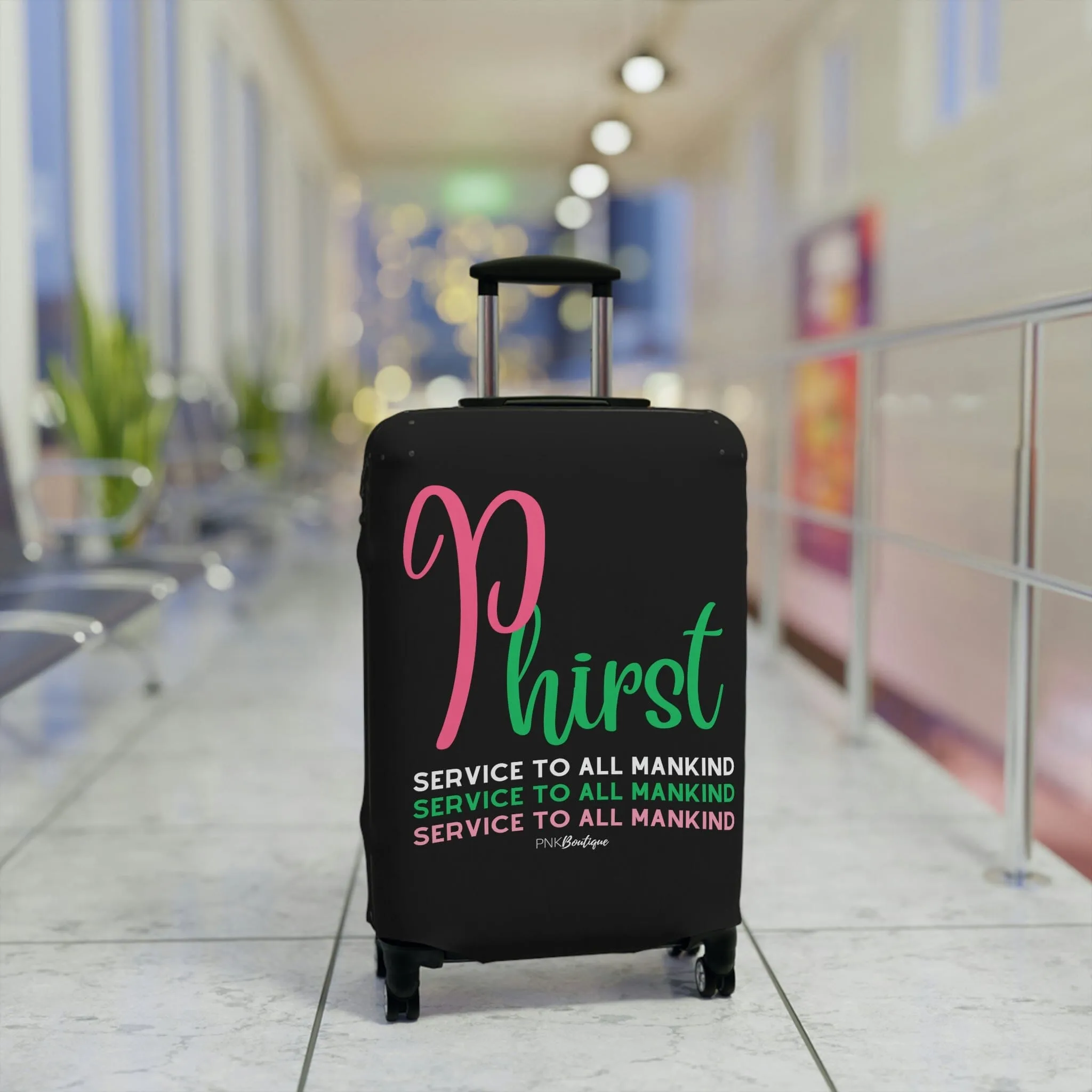 Phirst Pink and Green Luggage Cover