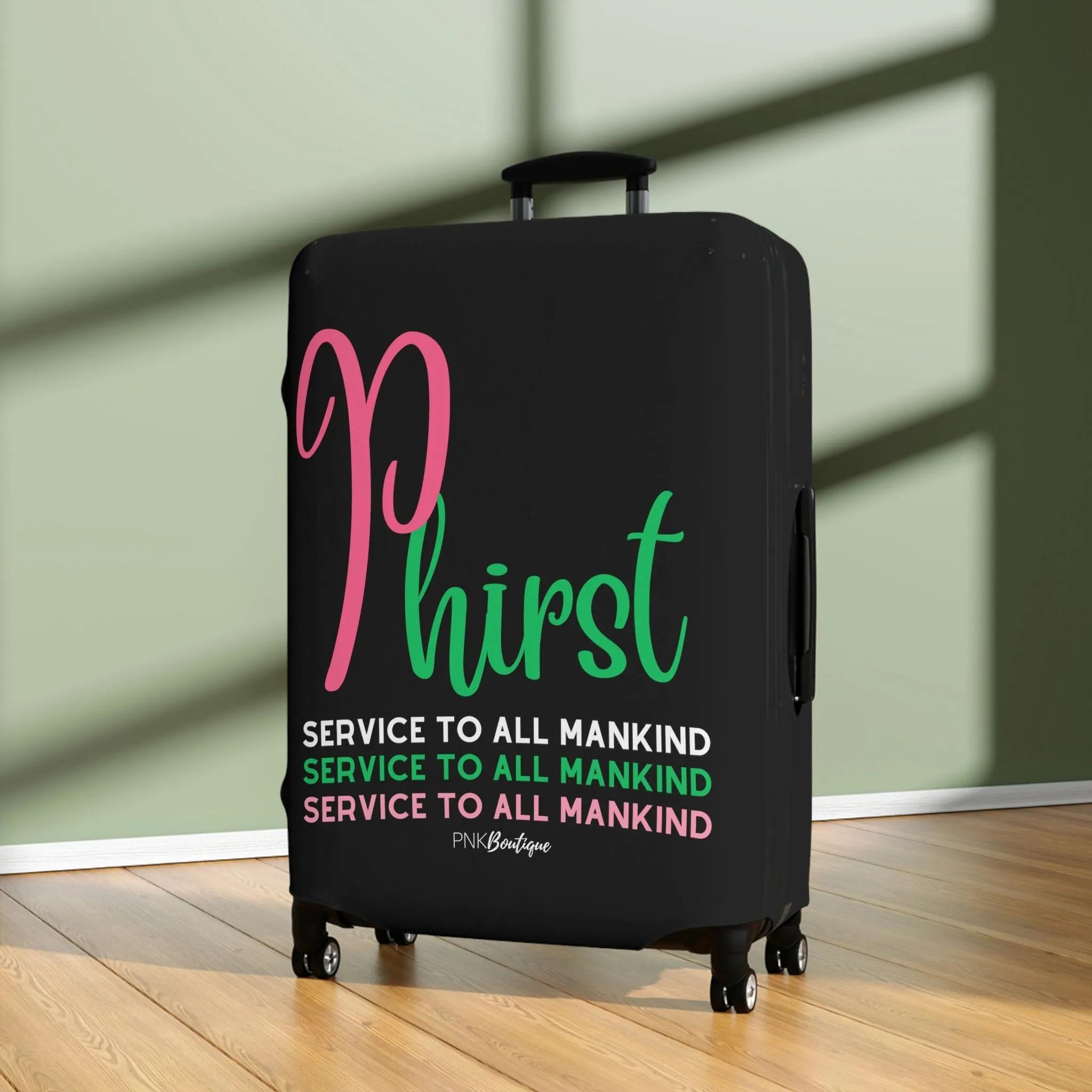 Phirst Pink and Green Luggage Cover