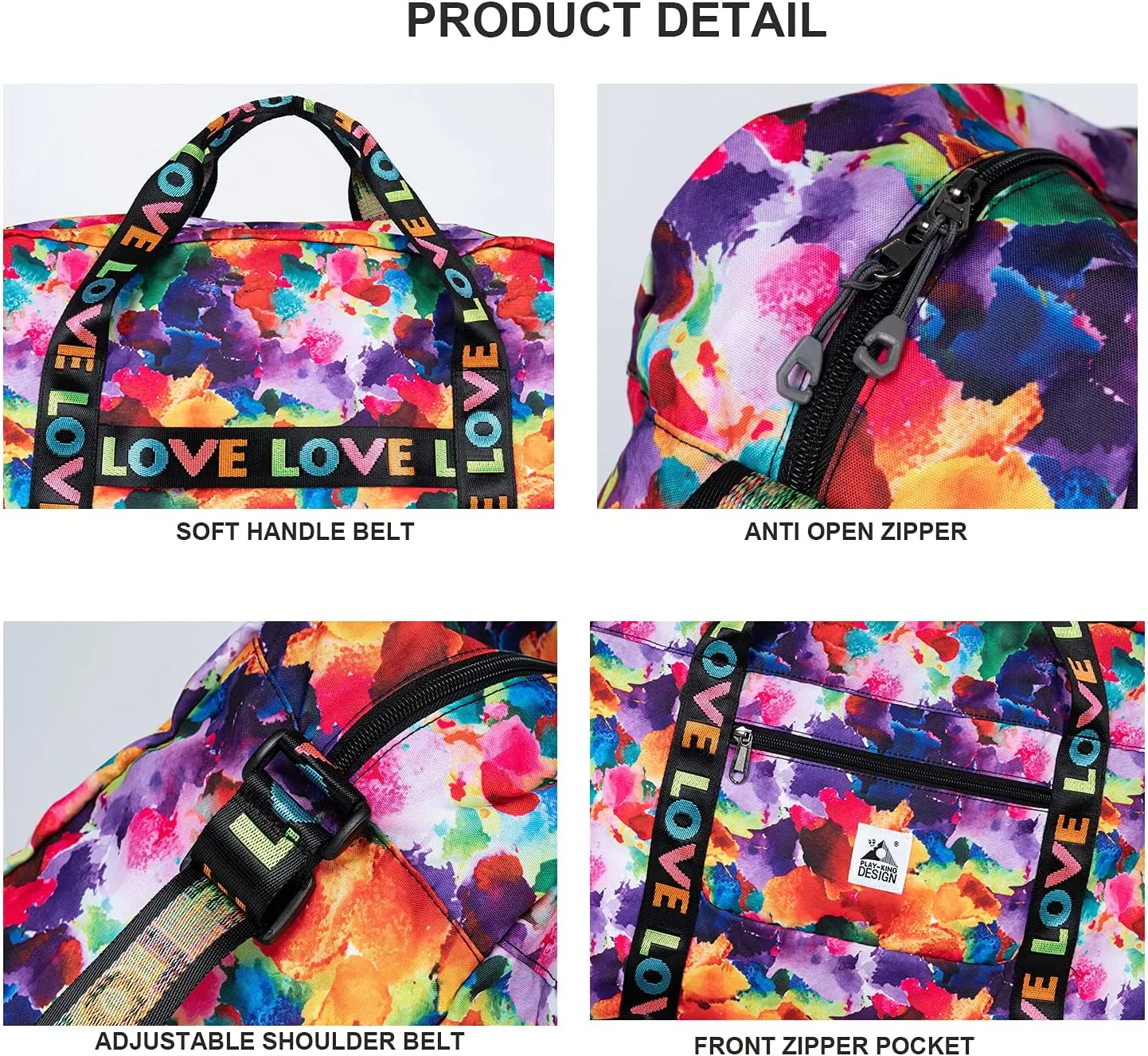 PLAY KING Travel Bag Foldable Travel Duffel Bag Luggage Bag for Women