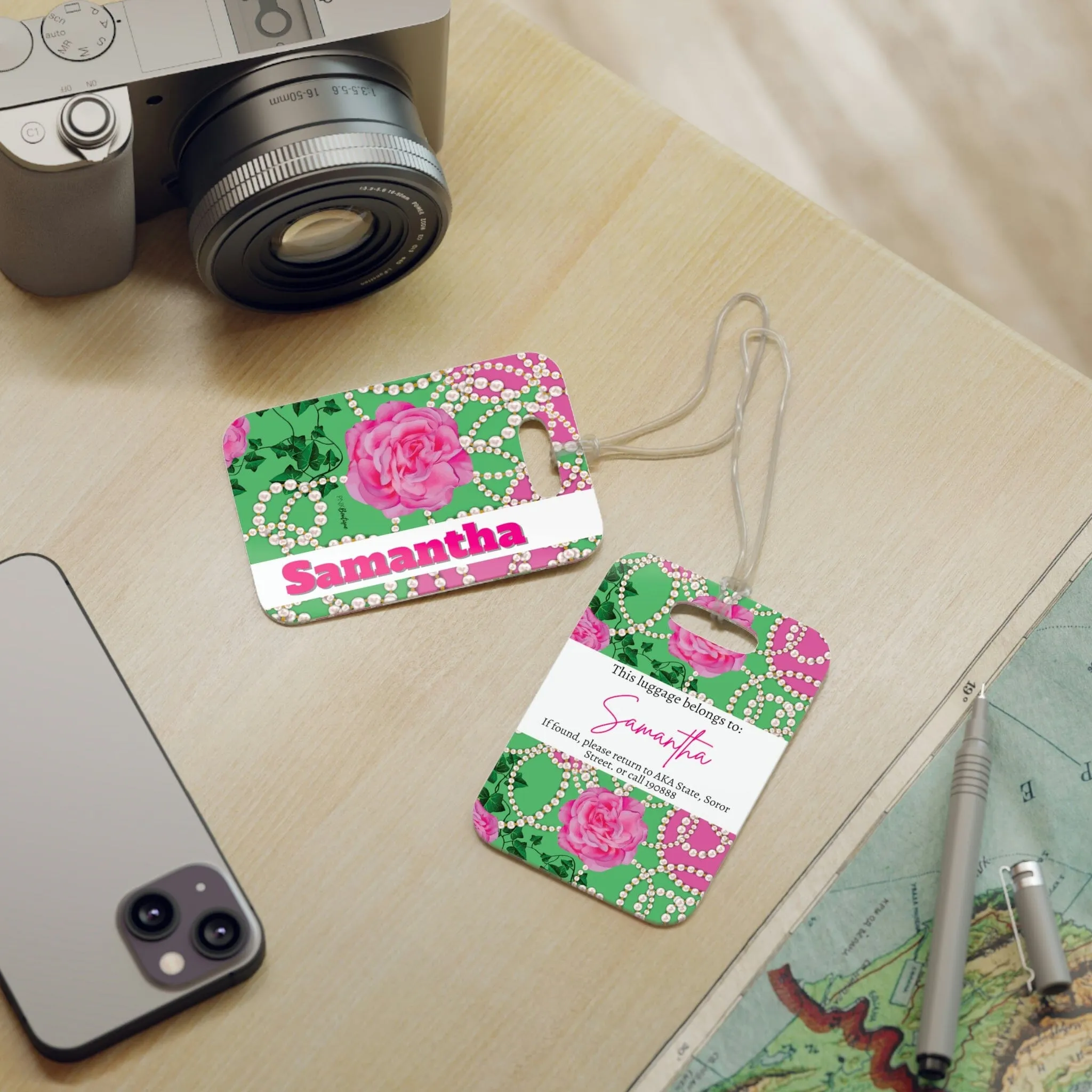 PNK Signature Pink & Green Luggage Tag