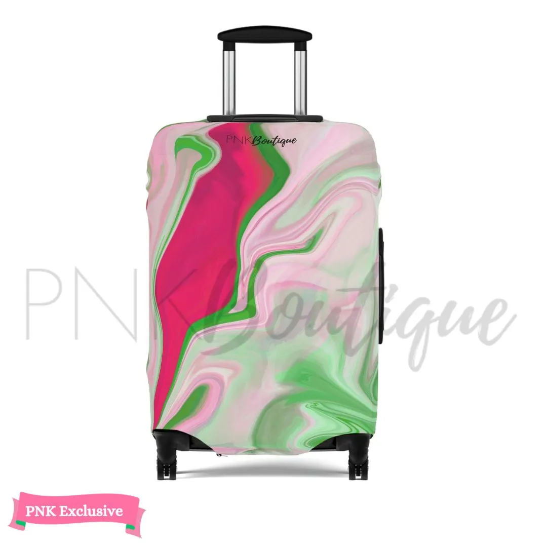 PNK Watercolor Pink & Green Luggage Cover
