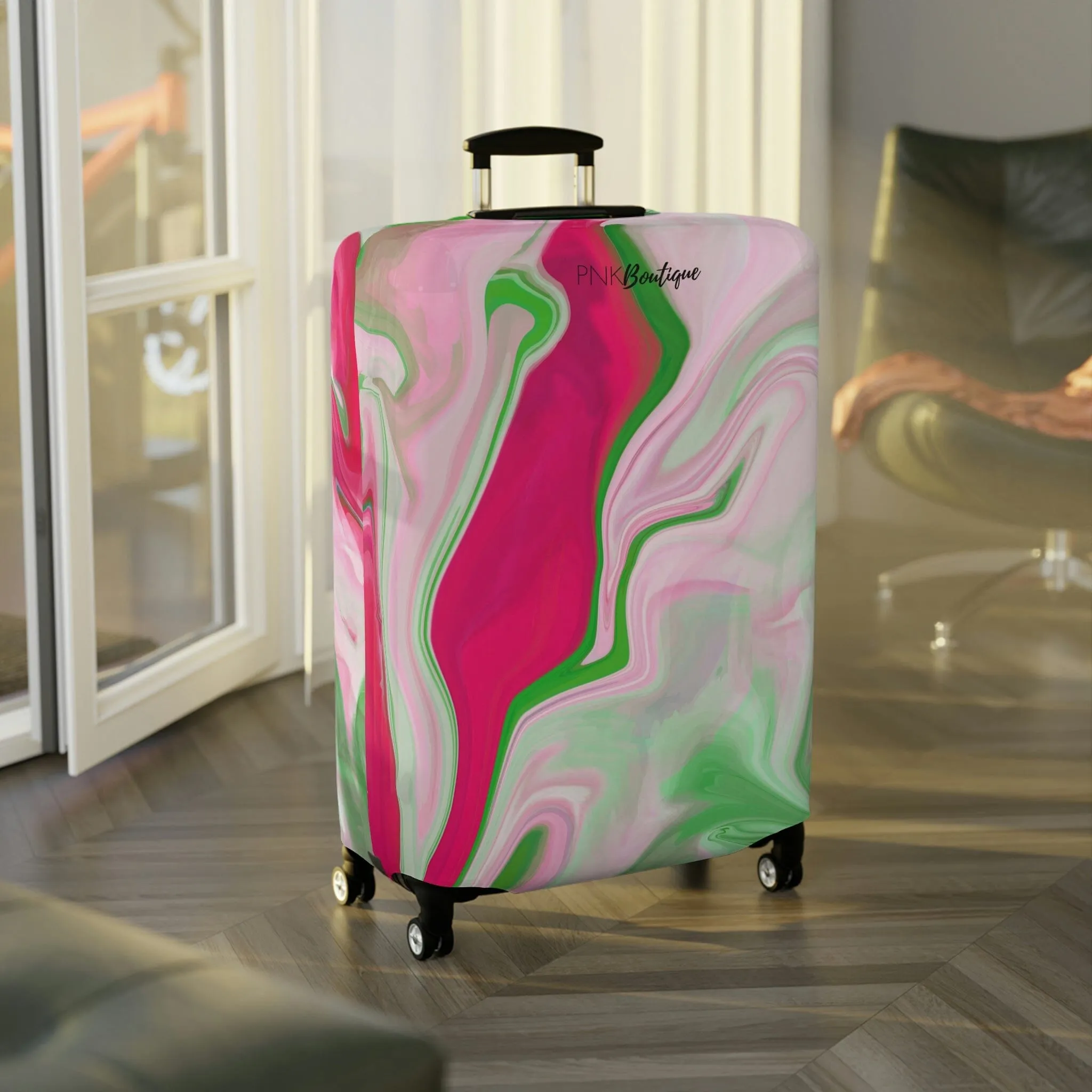 PNK Watercolor Pink & Green Luggage Cover