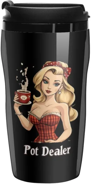 Pot Dealer Coffee Mug with Lid Portable Tumbler Water Bottle for Travel Business 250ml