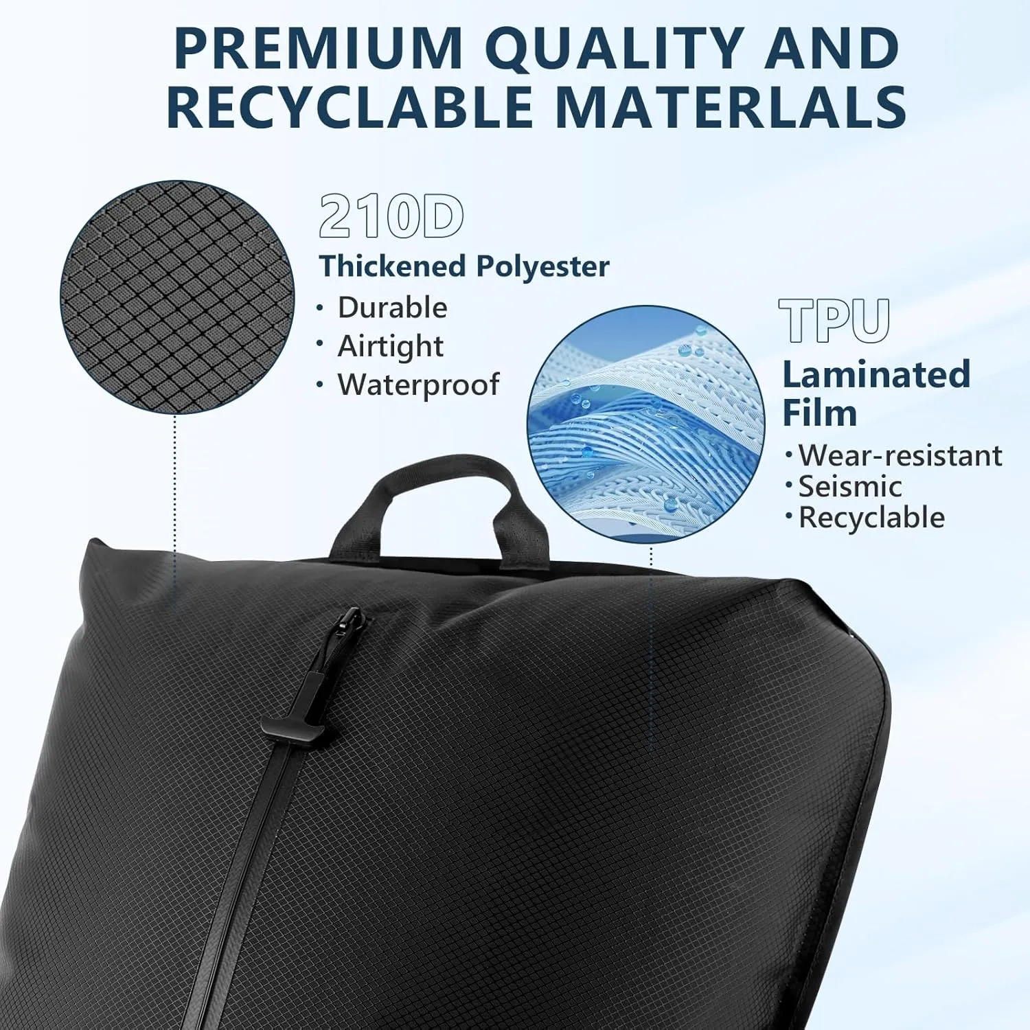 Professional Vacuum Bags for Travel with Wireless Vacuum Pump, Dobaly IP67 Reusable Vacuum Compression Bags for Suitcases and Backpack Space Saver Vacuum Bags Lightweight&Durable (2PC Pump)