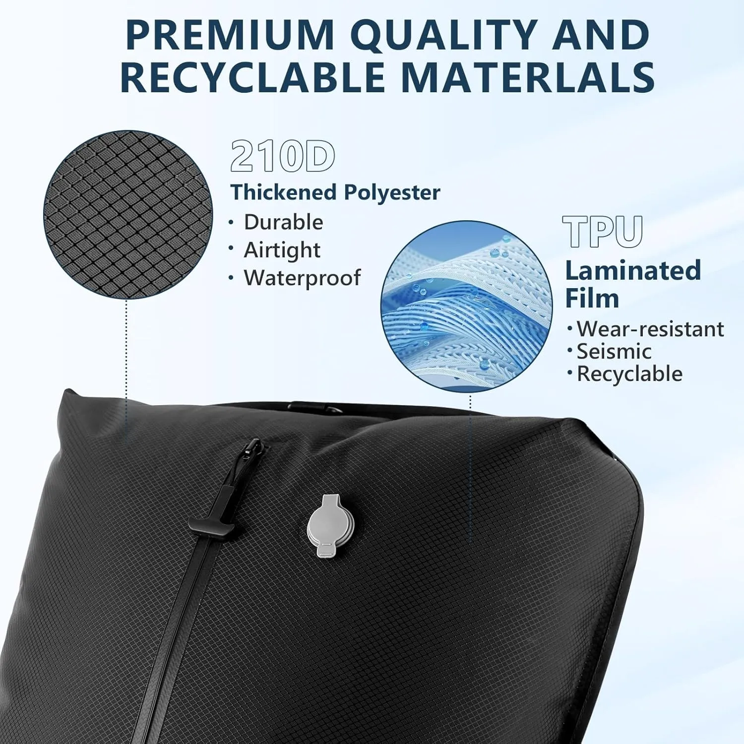 Professional Vacuum Bags for Travel with Wireless Vacuum Pump, IP67 Reusable Vacuum Compression Bags for Suitcases and Backpack Space Saver Vacuum Bags Lightweight&Durable (1PC Pump)