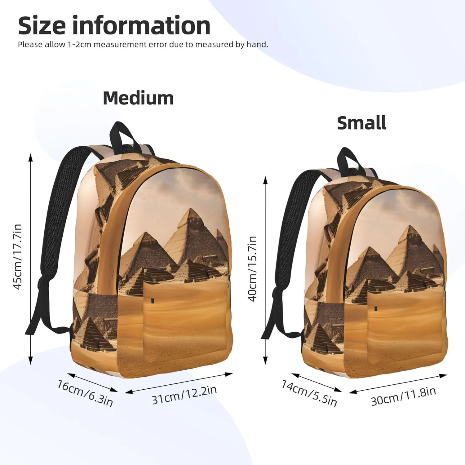 Pyramids of Egypt print Hiking Backpack Casual Daypack Outdoor Travel Backpacks Bookbag for Men Women Adult