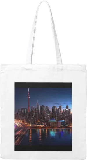 quopvnreusable Canvas Tote Bag, Cityscape Night Canada Shopping Bag with Durable Handles, Stylish Aesthetic Spacious Tote Bags for Groceries, Travel, Gym, Beach