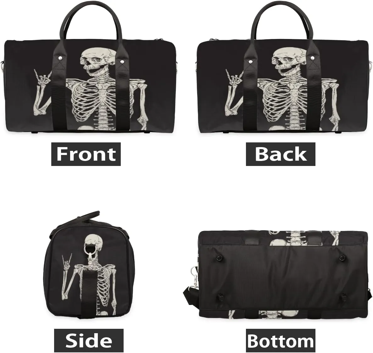 Rock Skull Travel Duffle Bag for Women Man, Lightweight Waterproof Foldable Overnight Bag, Gym Bag Sports Bag, Carry on Shoulder Tote Bags for Dance Hospital Training Swim Yoga