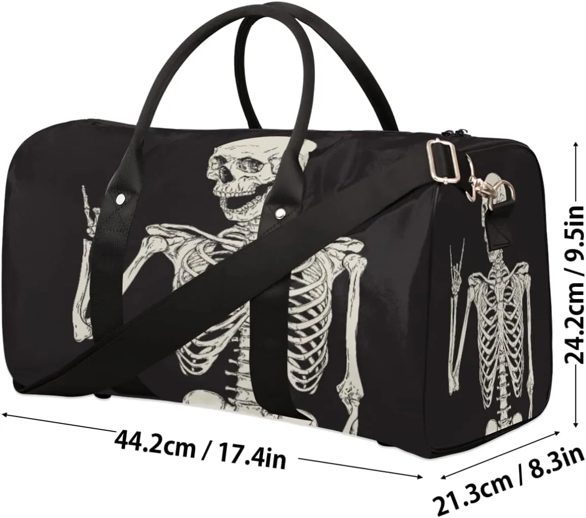 Rock Skull Travel Duffle Bag for Women Man, Lightweight Waterproof Foldable Overnight Bag, Gym Bag Sports Bag, Carry on Shoulder Tote Bags for Dance Hospital Training Swim Yoga
