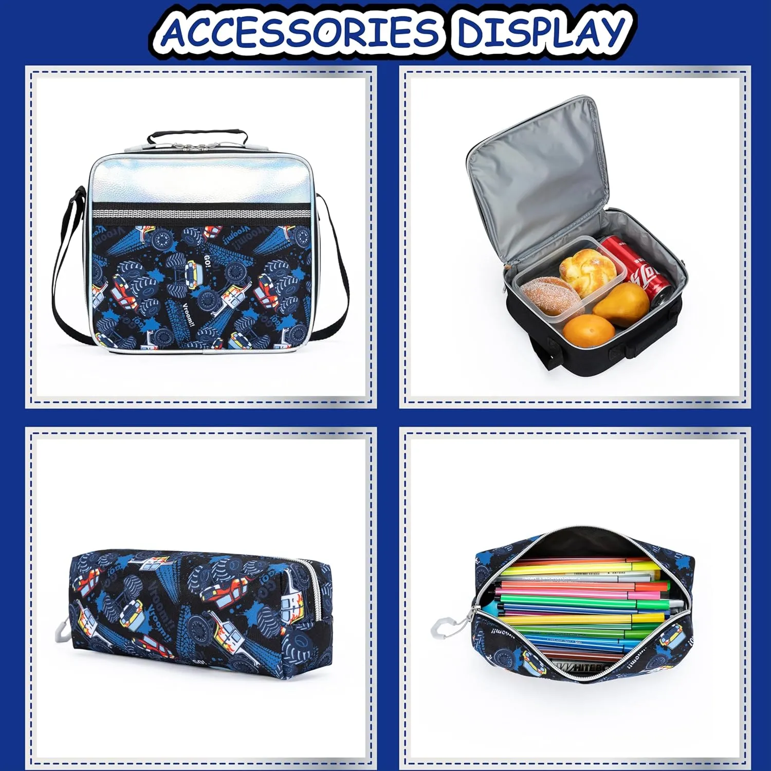 Rolling Backpack for Boys with Lunch Bag Pencil Case Rolling Backpack for Kids Backpack for Boys Detachable Multifunctional Backpack with Wheels School Backpack Set for Boys Primary School