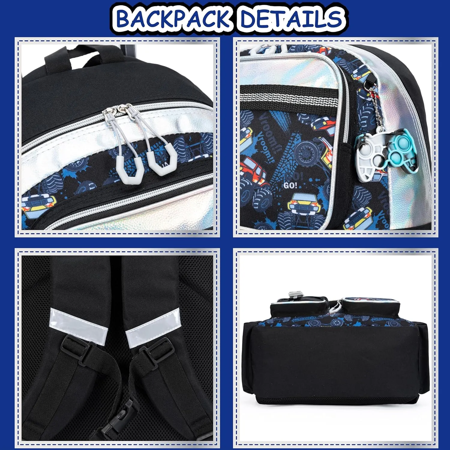 Rolling Backpack for Boys with Lunch Bag Pencil Case Rolling Backpack for Kids Backpack for Boys Detachable Multifunctional Backpack with Wheels School Backpack Set for Boys Primary School